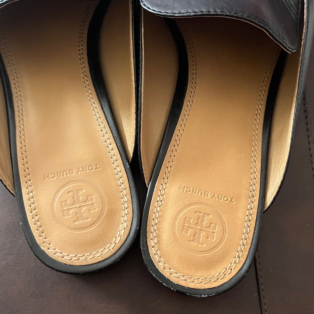 Tory Burch Black Leather bottom Slides size 10.5 - Picture 12 of 12